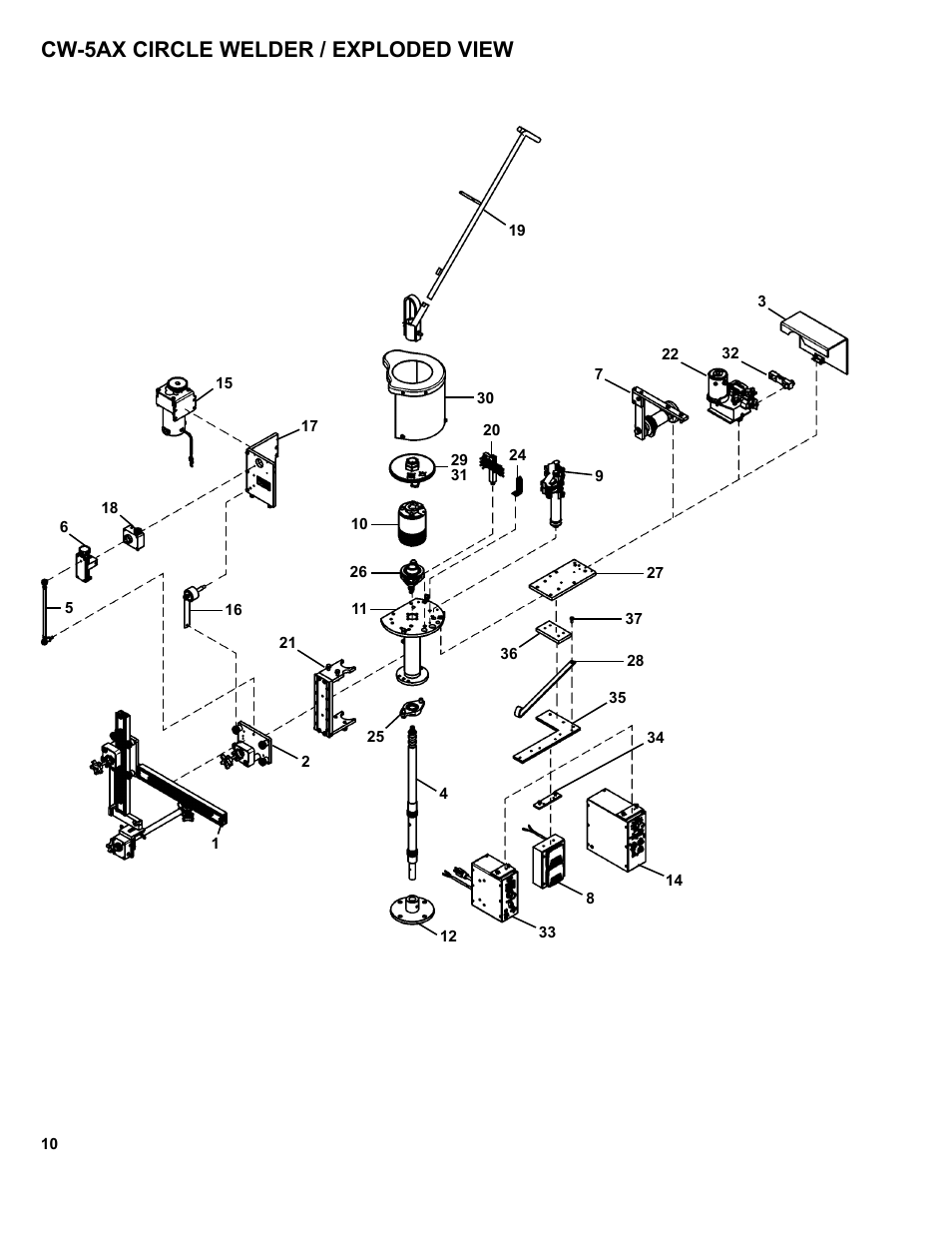 10 ......cw-5ax circle welder / exploded view, Cw-5ax circle welder / exploded view | BUG-O Systems CW-5AX User Manual | Page 10 / 41