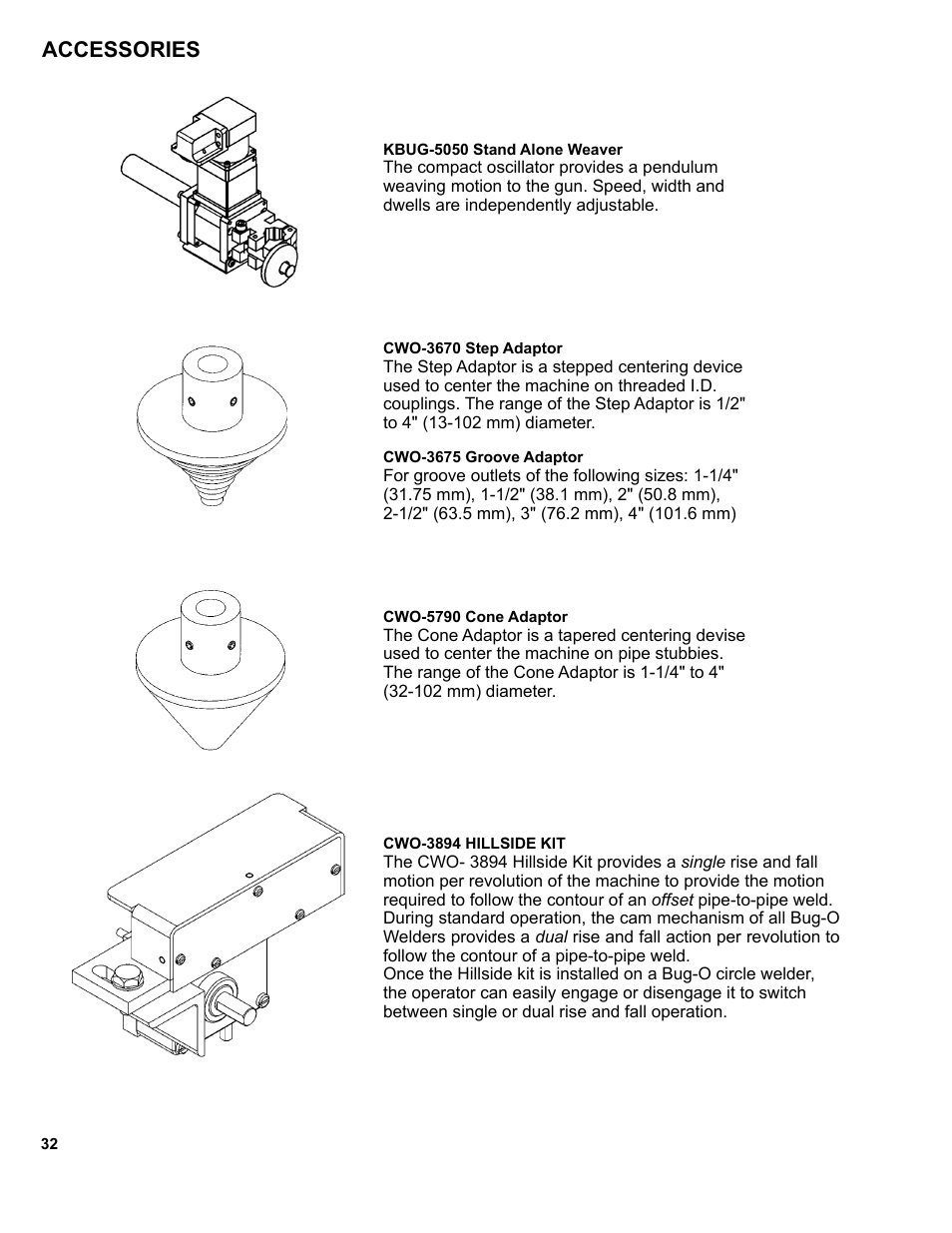 32 ......accessories, Accessories | BUG-O Systems CW-5AX User Manual | Page 32 / 41