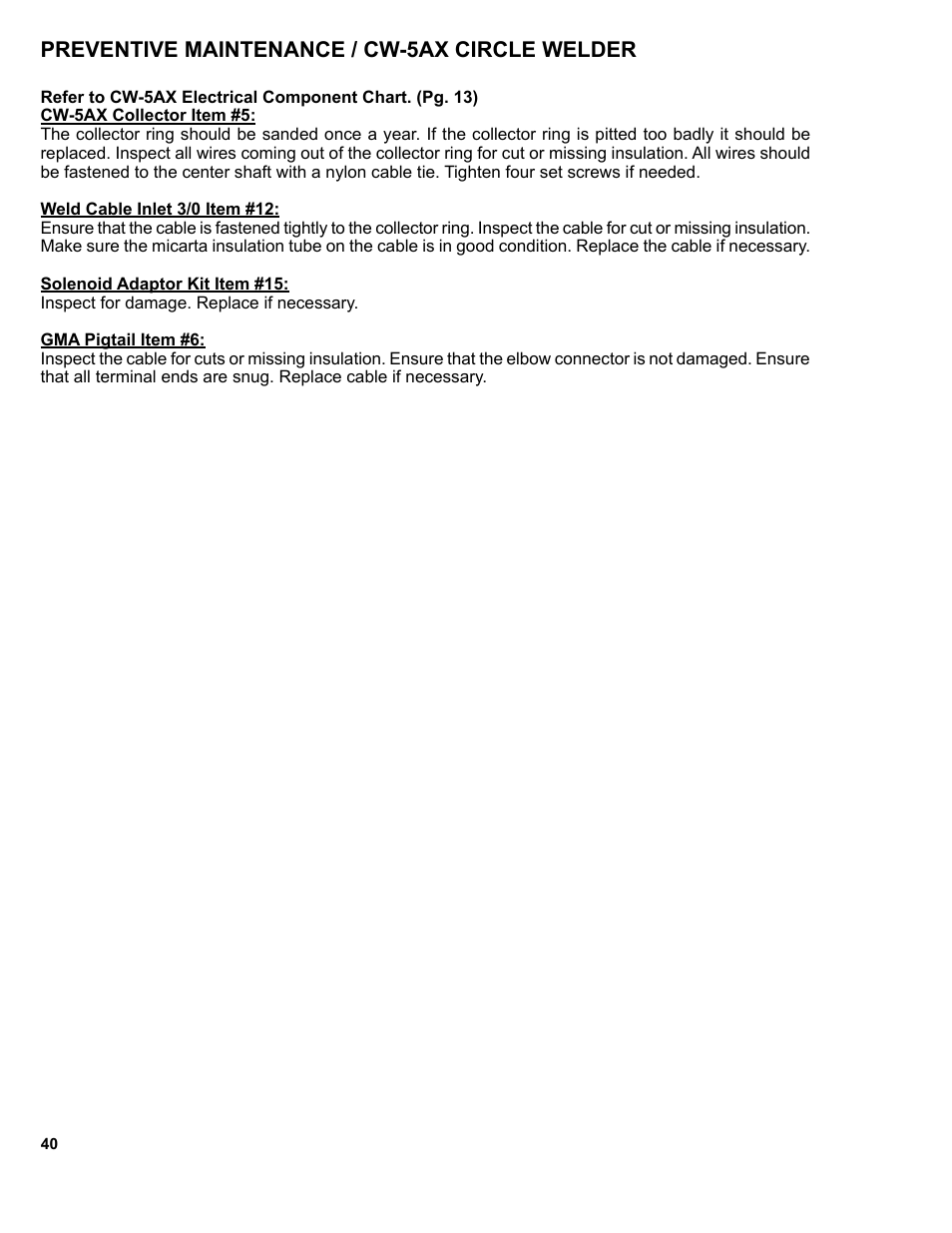 Preventive maintenance / cw-5ax circle welder | BUG-O Systems CW-5AX User Manual | Page 40 / 41