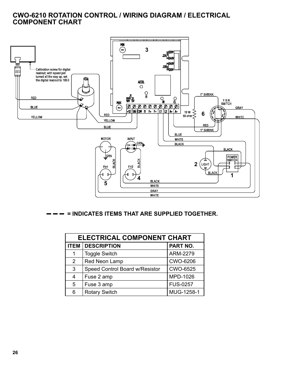 Electrical component chart | BUG-O Systems CW-7 User Manual | Page 26 / 43
