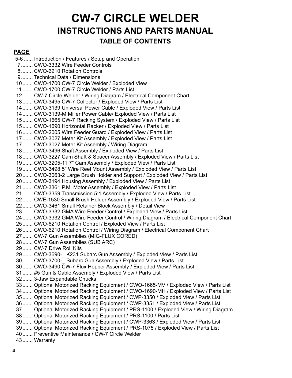 Cw-7 circle welder, Instructions and parts manual | BUG-O Systems CW-7 User Manual | Page 4 / 43