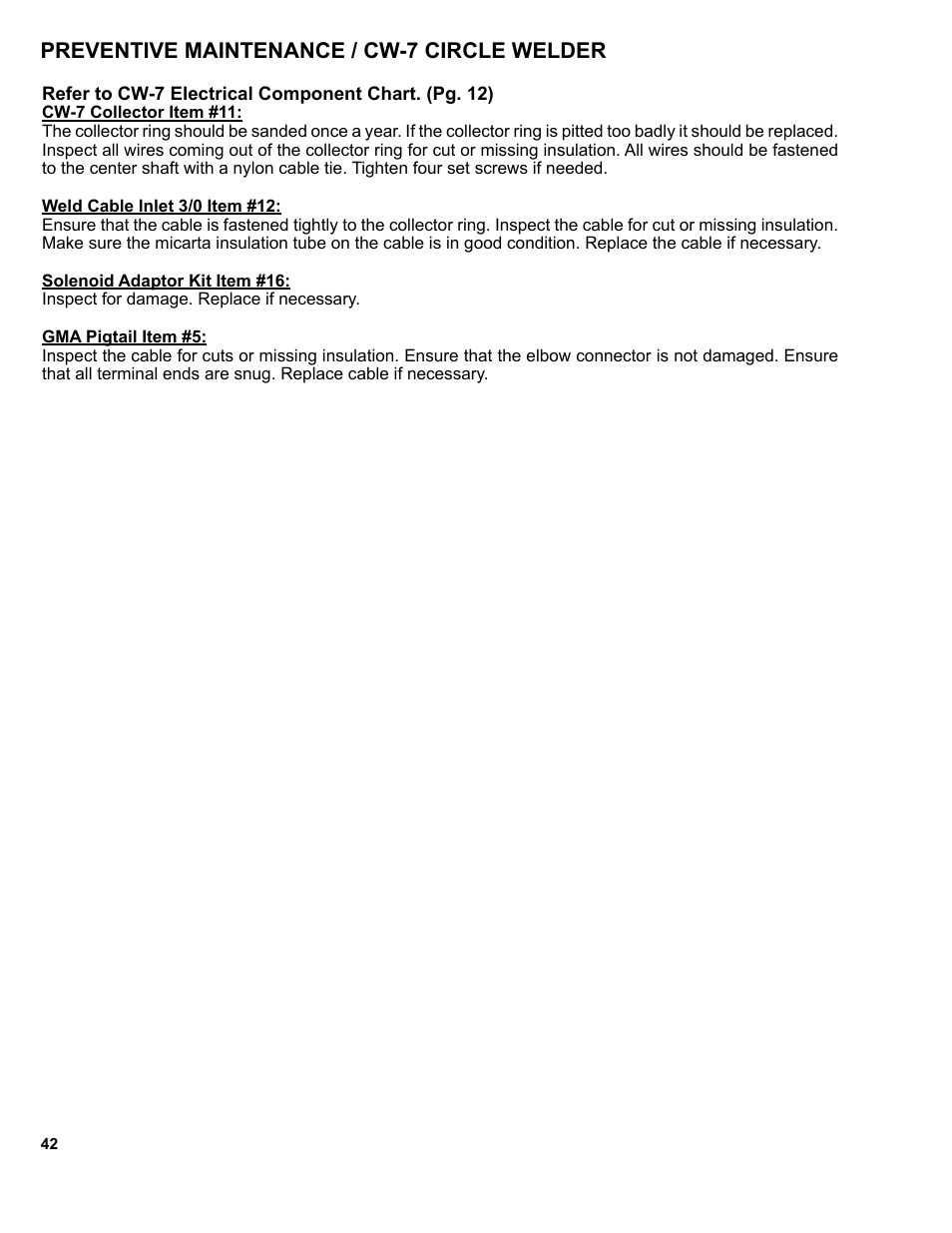 Preventive maintenance / cw-7 circle welder | BUG-O Systems CW-7 User Manual | Page 42 / 43