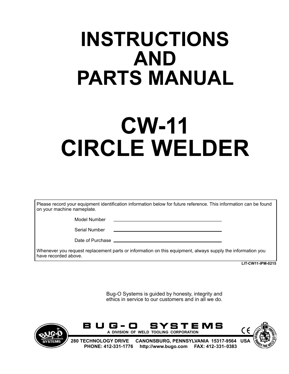 BUG-O Systems CW-11 User Manual | 46 pages