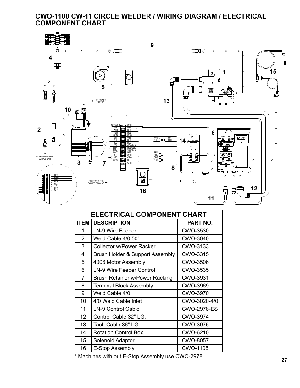 Electrical component chart | BUG-O Systems CW-11 User Manual | Page 27 / 46