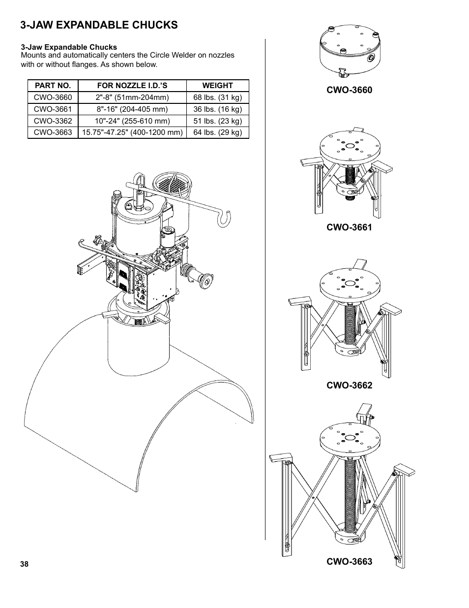 38 -jaw expandable chucks, Jaw expandable chucks | BUG-O Systems CW-11 User Manual | Page 38 / 46