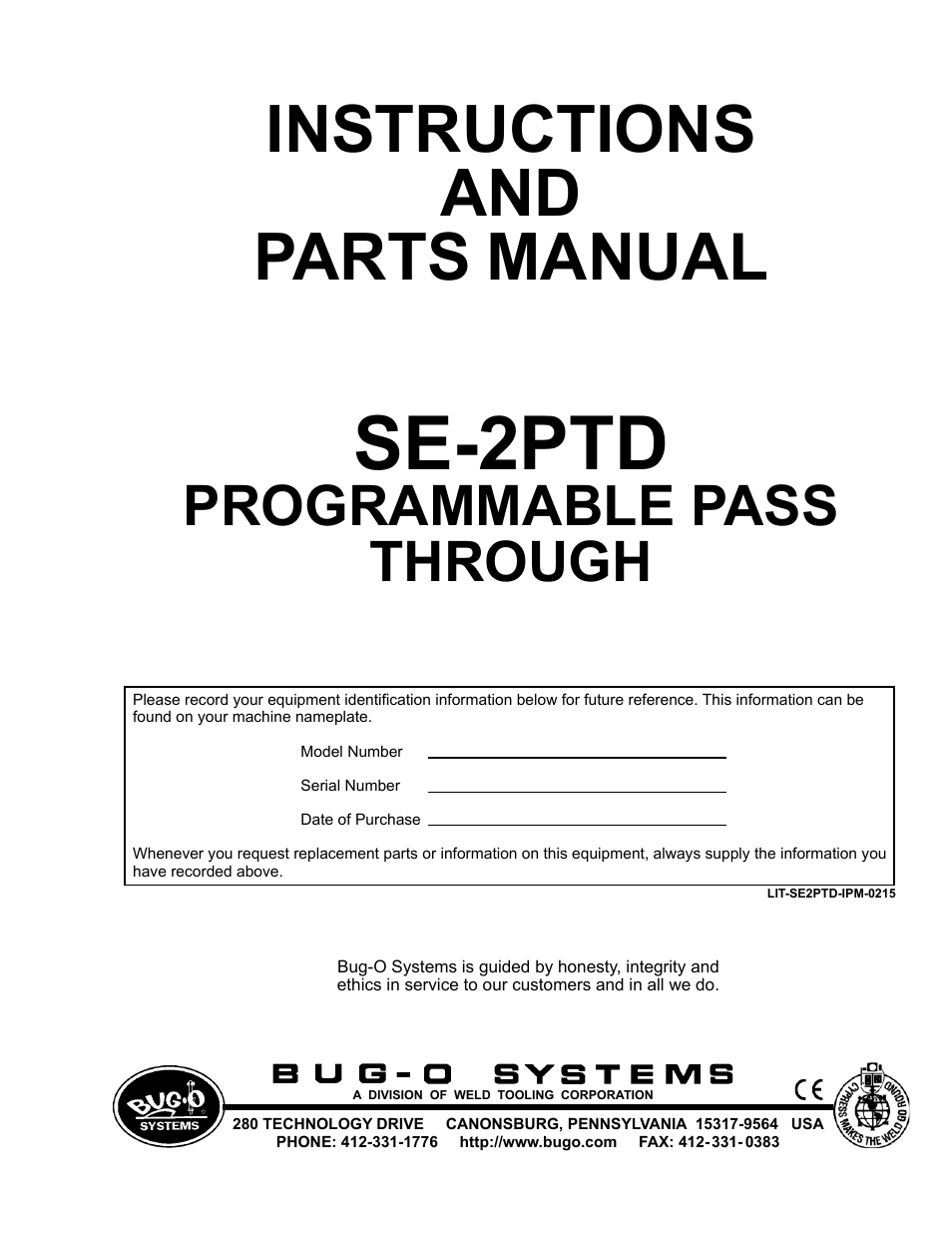 BUG-O Systems SE-2PTD User Manual | 43 pages