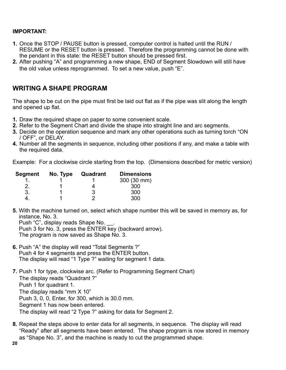 20 ... writing a shape program | BUG-O Systems SE-2PTD User Manual | Page 20 / 43