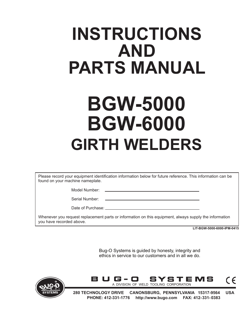 BUG-O Systems BGW-5000 User Manual | 47 pages