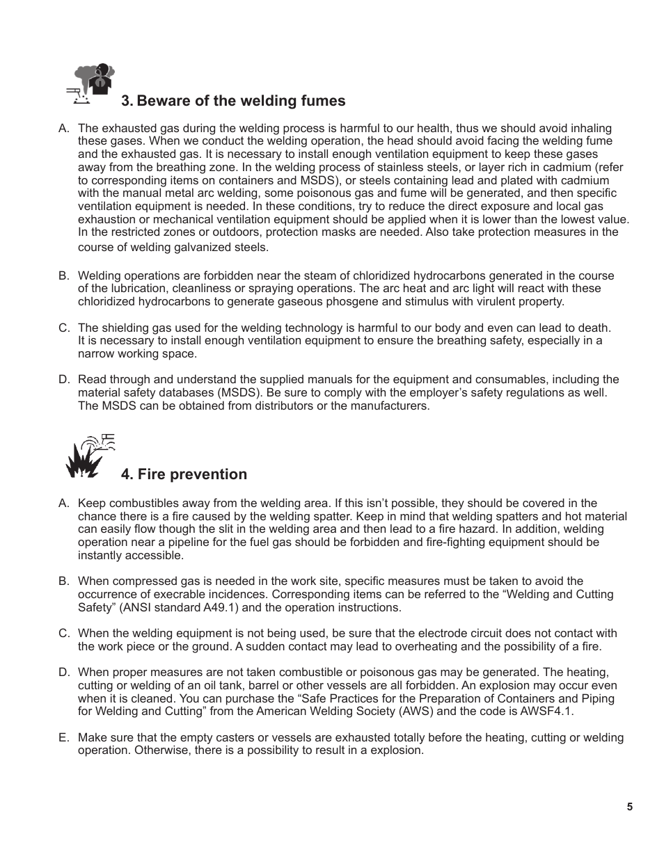 Beware of the welding fumes, Fire prevention | BUG-O Systems BGW-5000 User Manual | Page 5 / 47