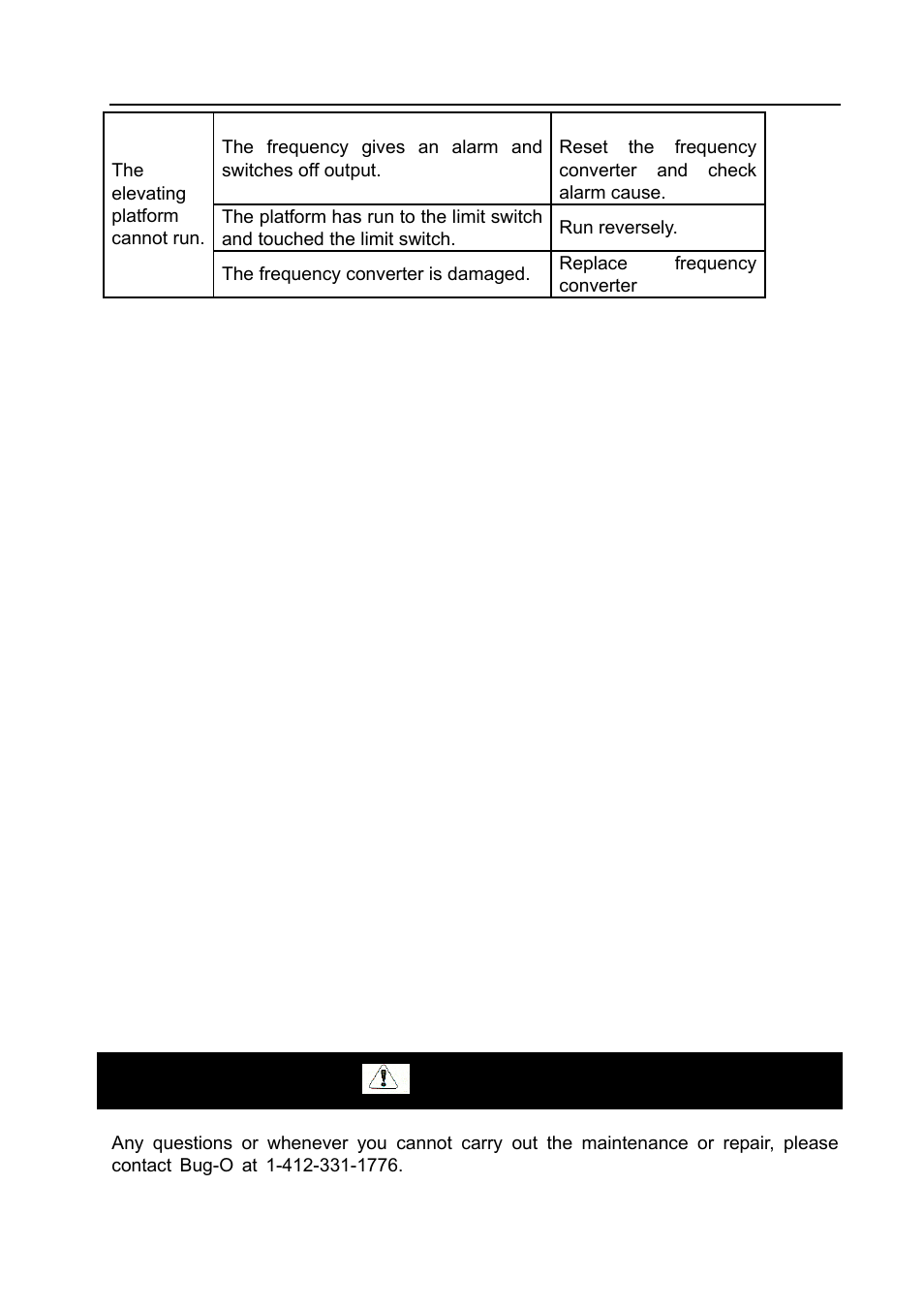 Warning | BUG-O Systems BVW-1000 User Manual | Page 23 / 26