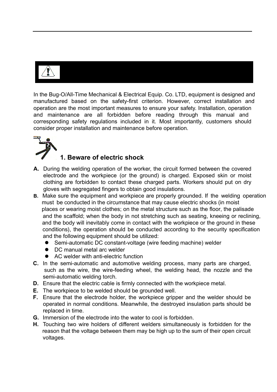 Safety instruction, Warning | BUG-O Systems BVW-1000 User Manual | Page 3 / 26