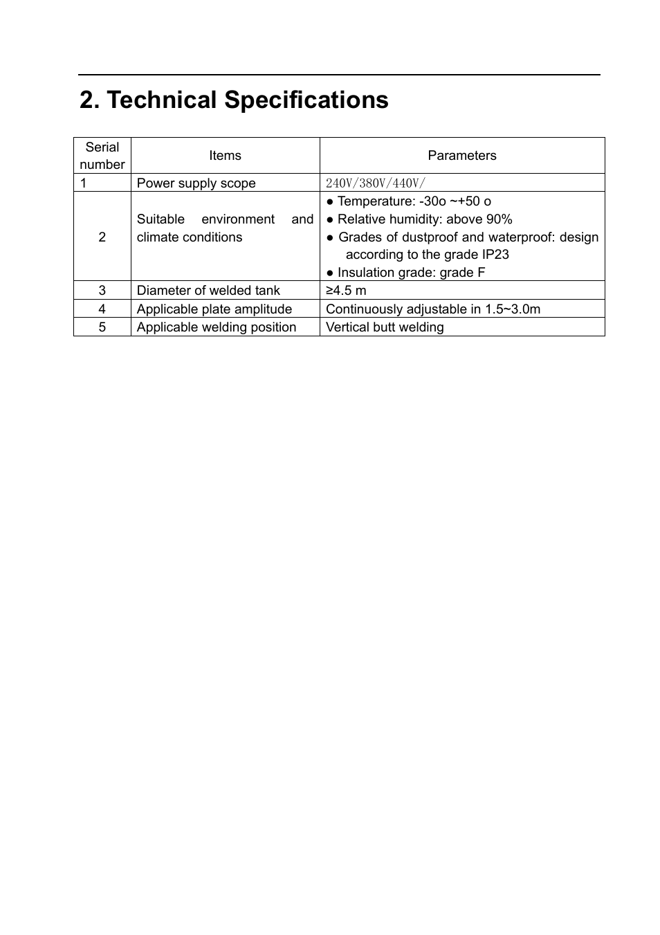 Technical specifications | BUG-O Systems BVW-1000 User Manual | Page 8 / 26