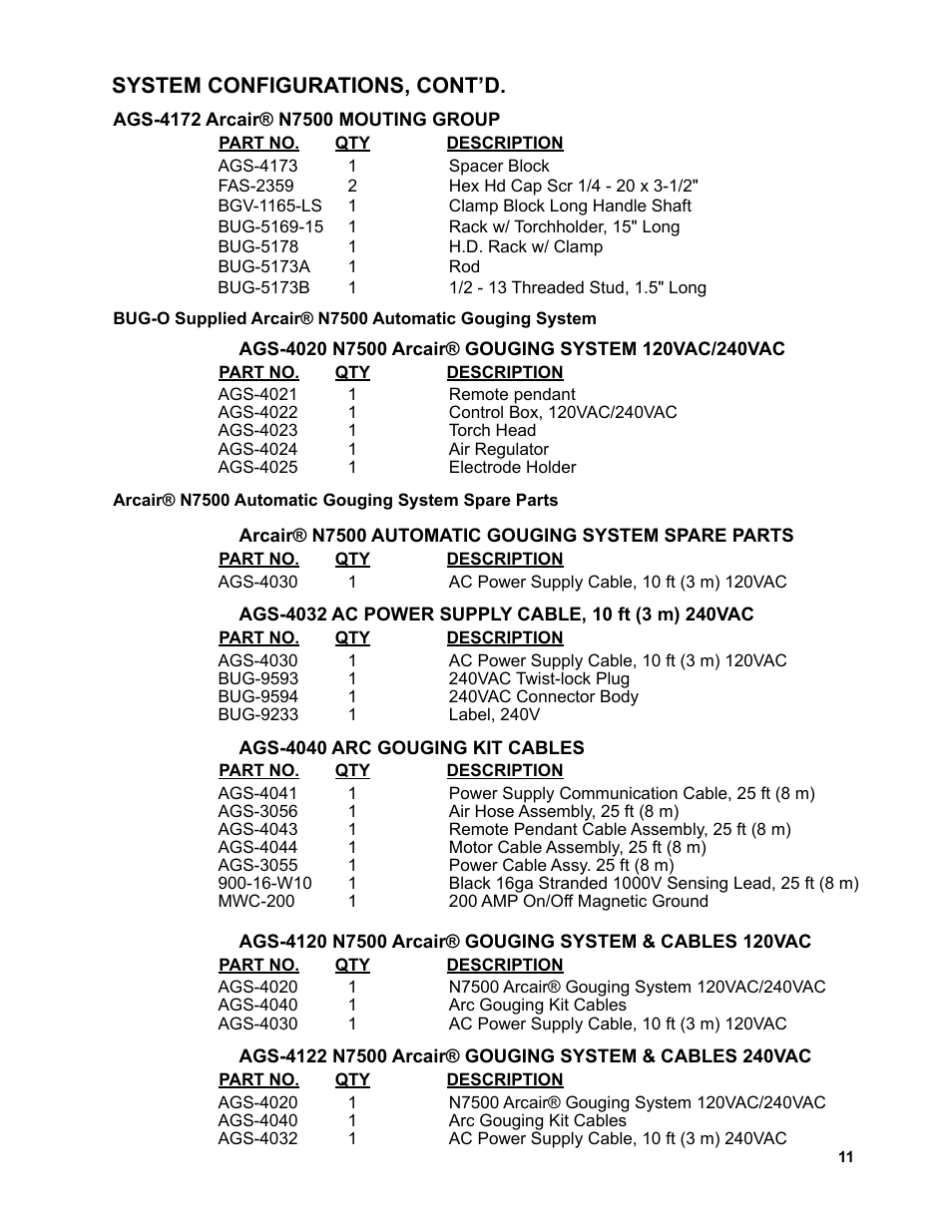 System configurations, cont’d | BUG-O Systems AGS-4000 User Manual | Page 11 / 46