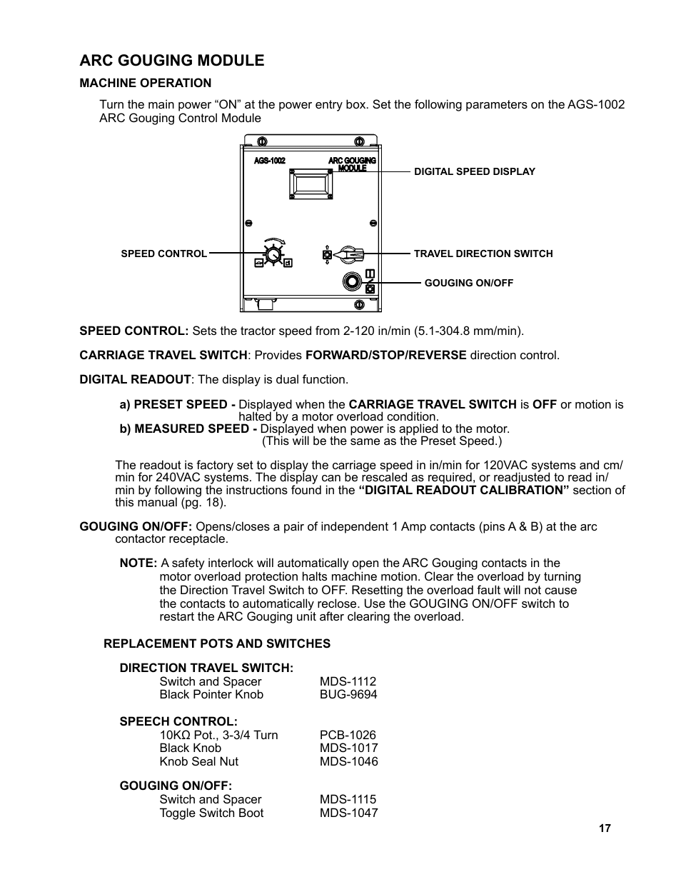 17 ....................arc gouging module, Arc gouging module | BUG-O Systems AGS-4000 User Manual | Page 17 / 46