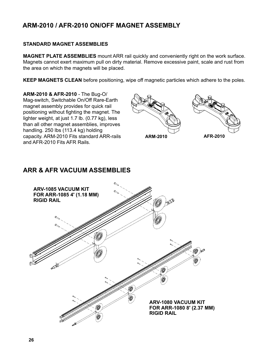 Arr & afr vacuum assemblies | BUG-O Systems AGS-4000 User Manual | Page 26 / 46