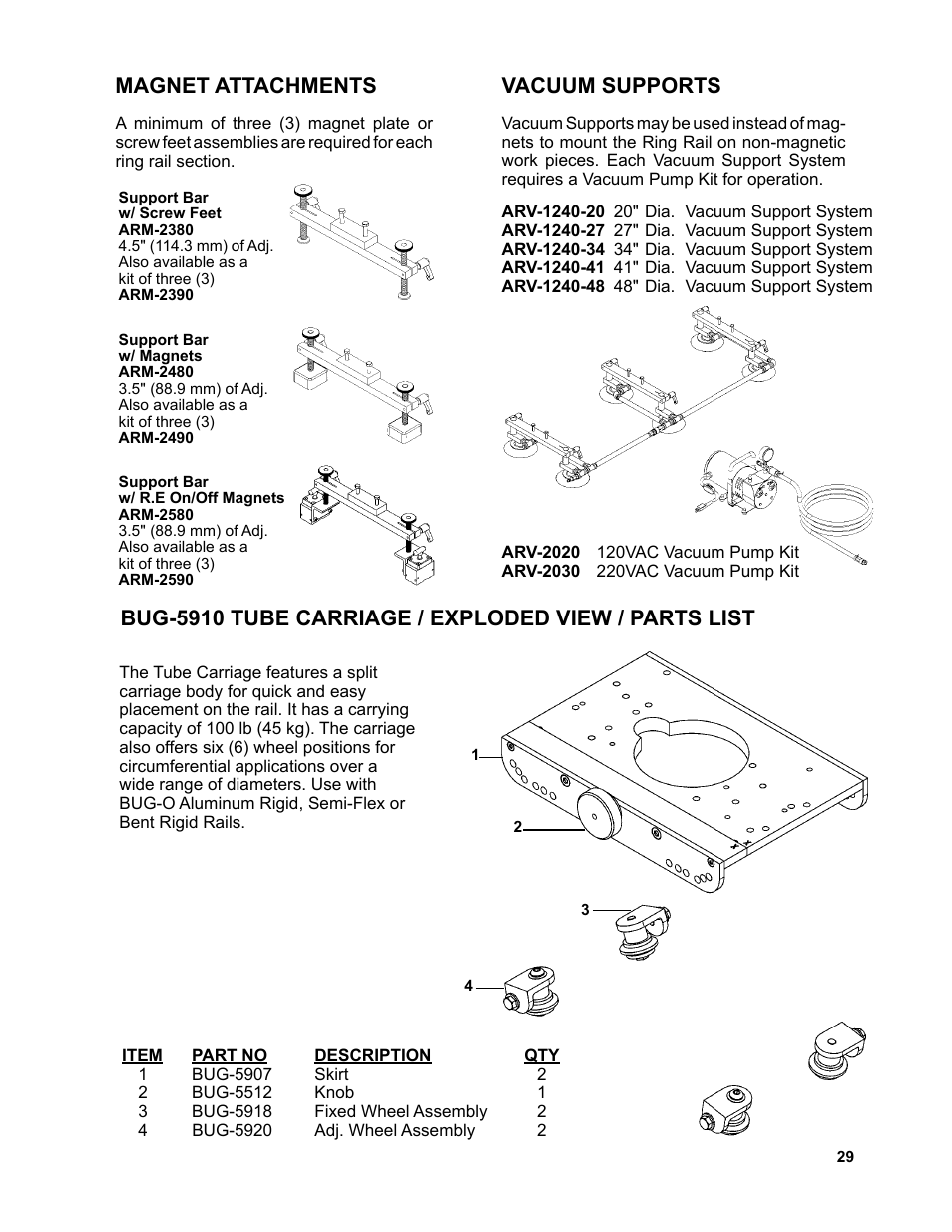 29 ....................magnet attachments, 29 ....................vacuum supports | BUG-O Systems AGS-4000 User Manual | Page 29 / 46