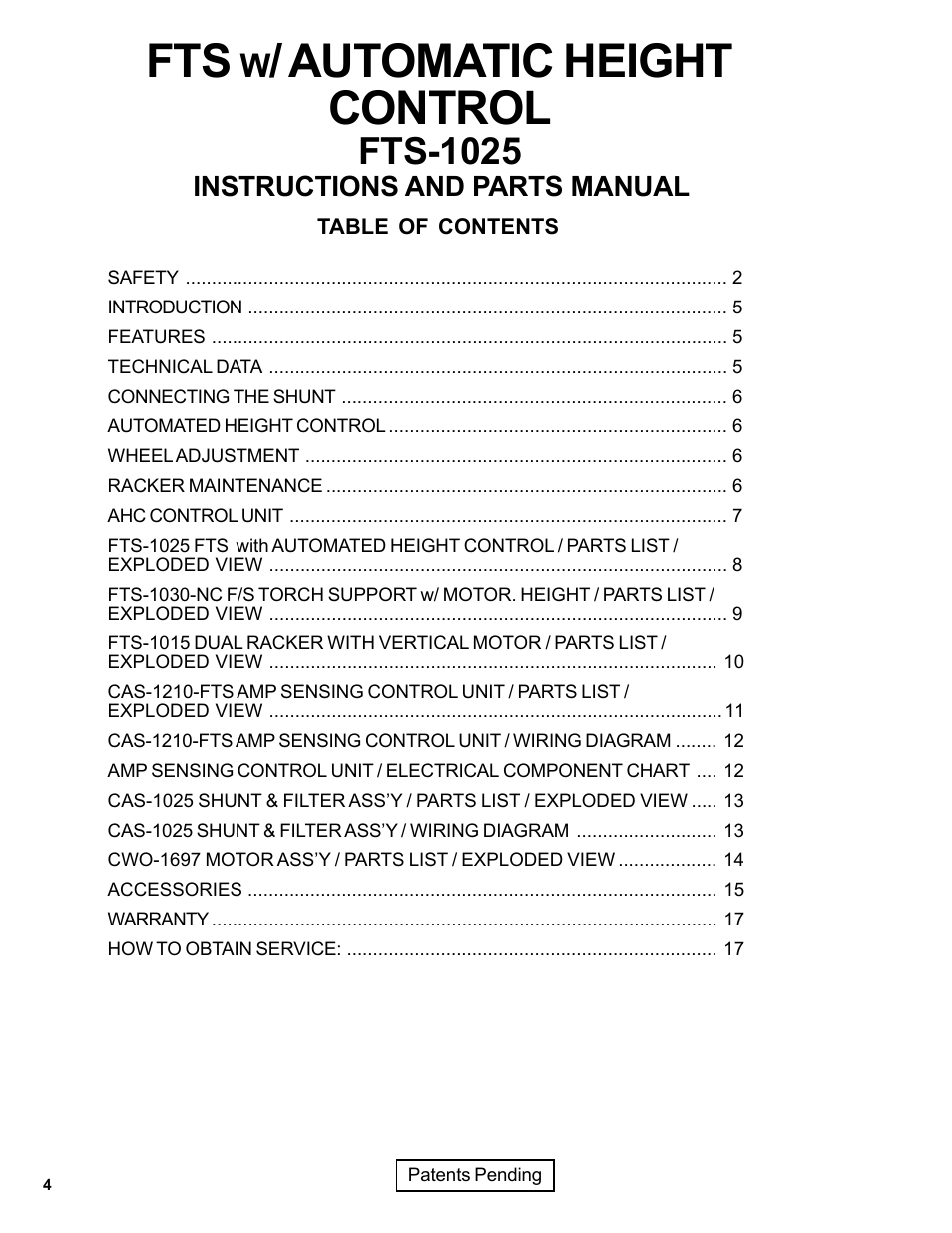 Automatic height control, Fts-1025 | BUG-O Systems FTS-1025 User Manual | Page 4 / 17