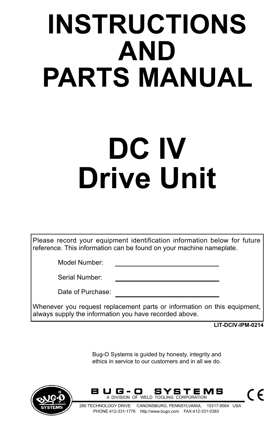 BUG-O Systems DC IV v.2 User Manual | 22 pages