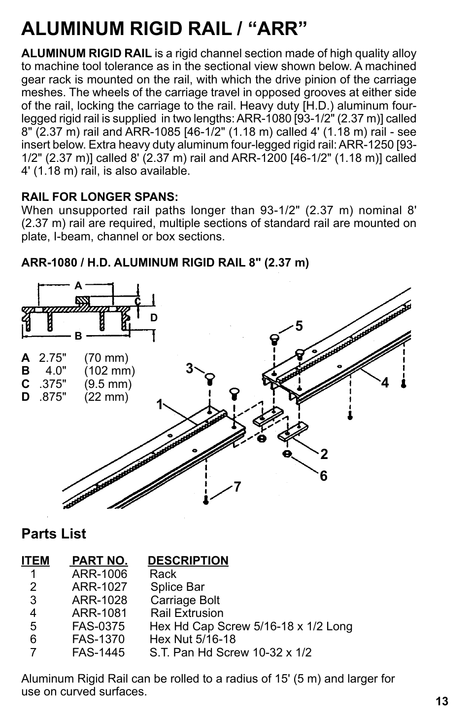 Aluminum rigid rail / “arr | BUG-O Systems DC IV v.2 User Manual | Page 13 / 22