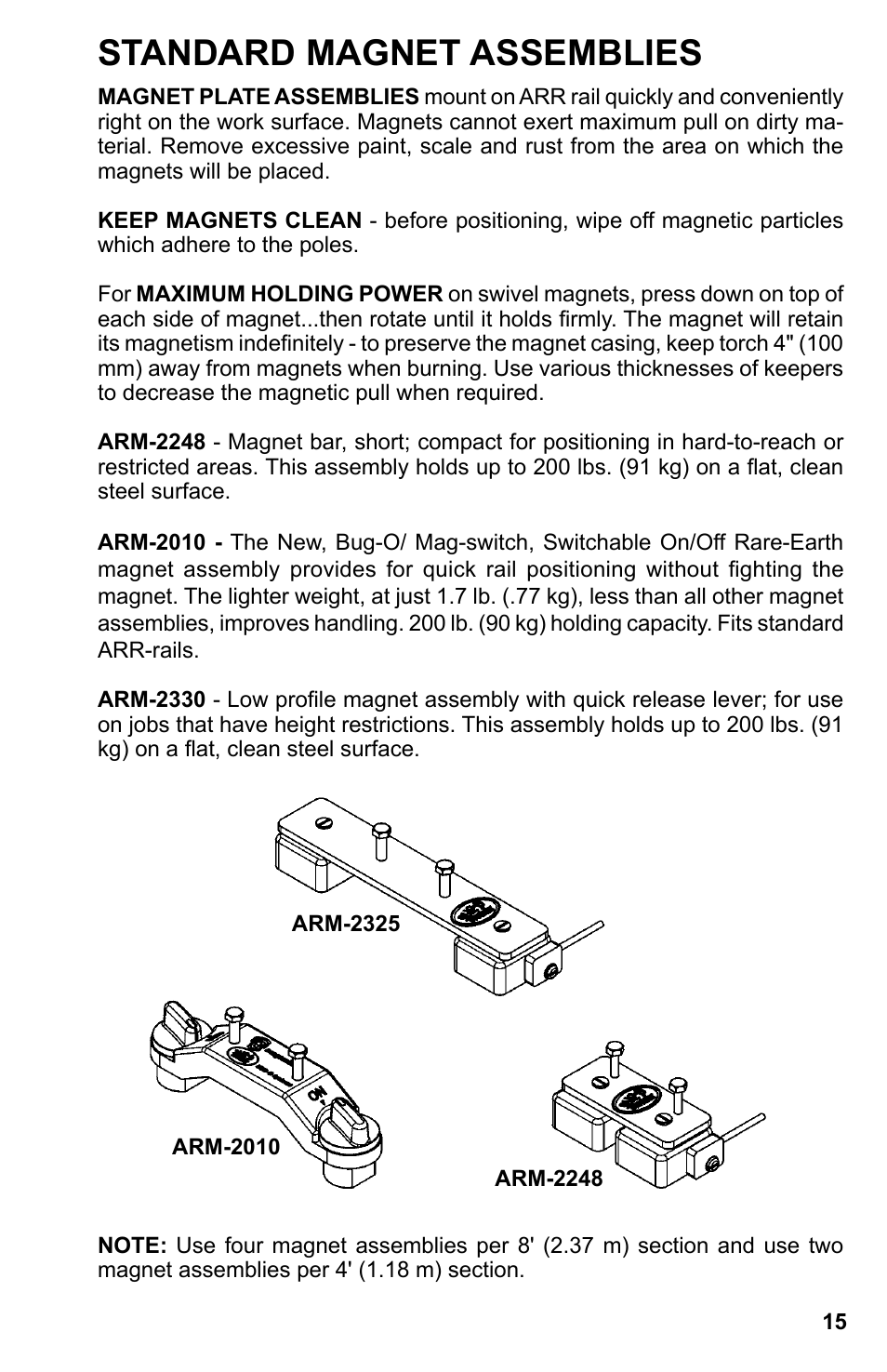 Standard magnet assemblies | BUG-O Systems DC IV v.2 User Manual | Page 15 / 22