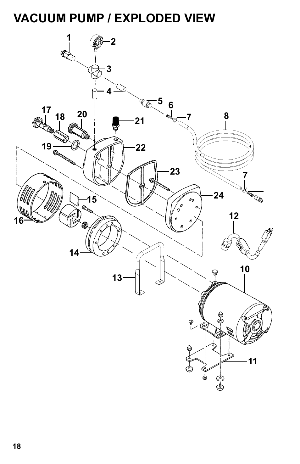 Vacuum pump / exploded view | BUG-O Systems DC IV v.2 User Manual | Page 18 / 22