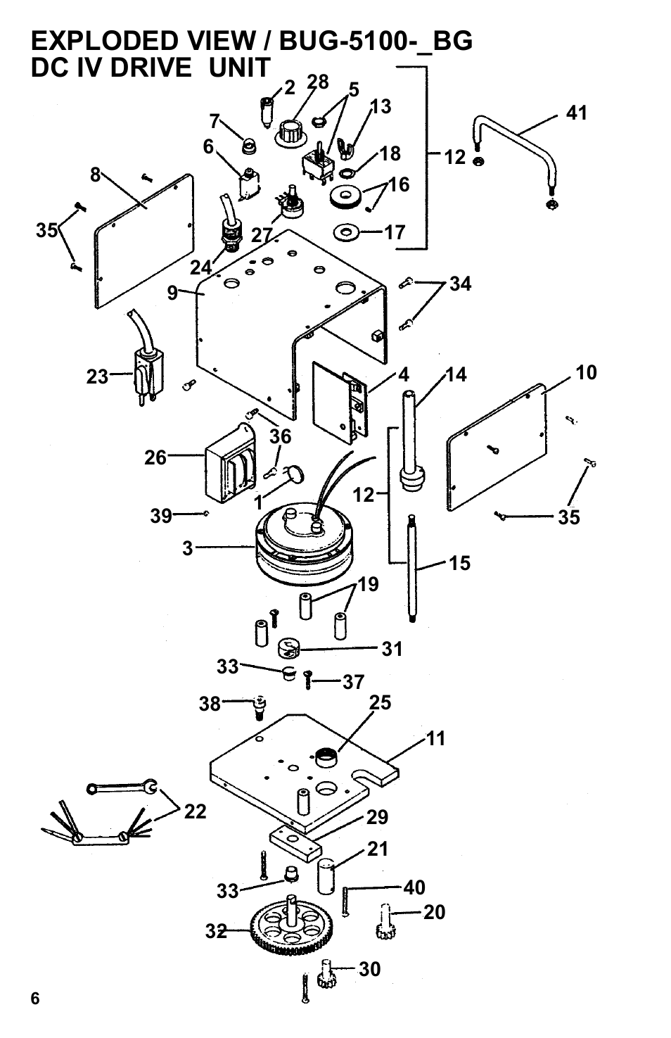 Exploded view / bug-5100-_bg dc iv drive unit | BUG-O Systems DC IV v.2 User Manual | Page 6 / 22