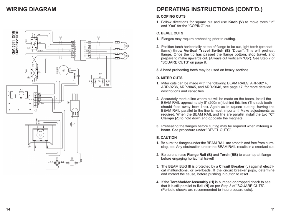 Wiring diagram, Wiring diagram operating instructions (cont’d.) | BUG-O Systems BEAM BUG III User Manual | Page 14 / 23