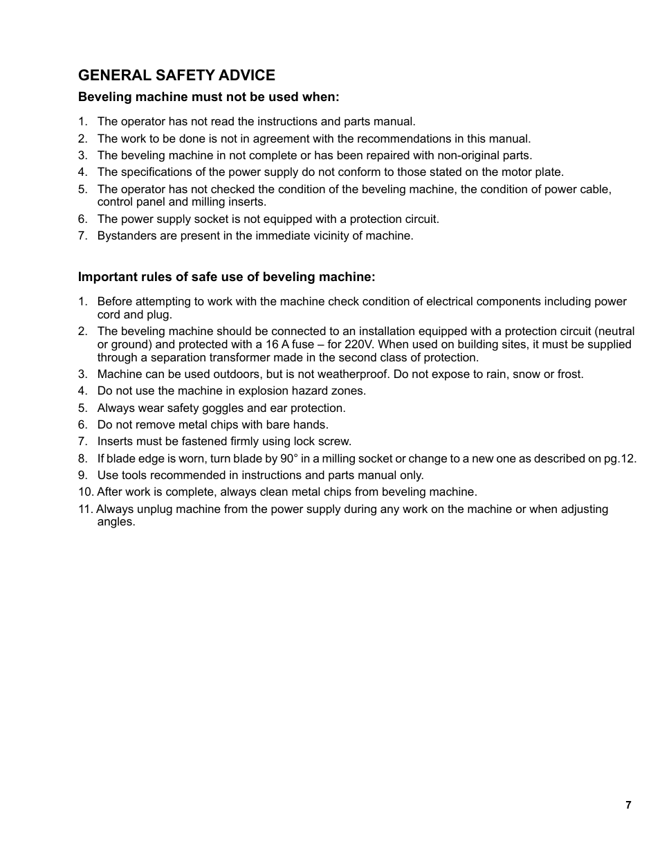 7 ..........general safety advice, General safety advice | BUG-O Systems PBM-2000 User Manual | Page 7 / 17