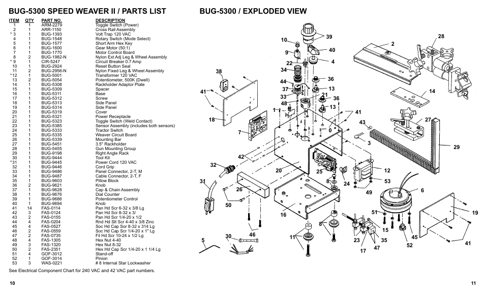 Bug-5300 speed weaver ii / parts list | BUG-O Systems Speed Weaver II User Manual | Page 9 / 14