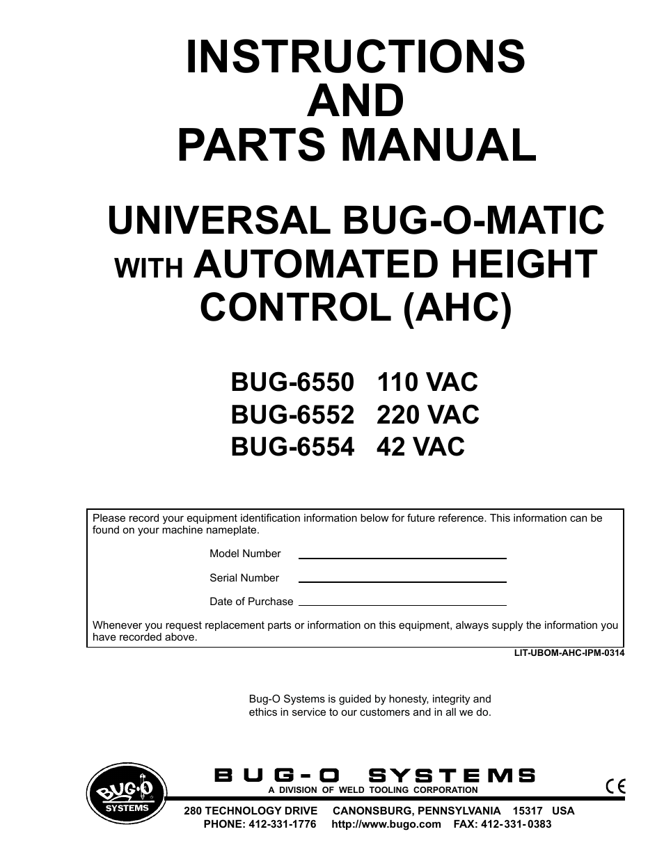 BUG-O Systems BUG-6550 User Manual | 32 pages