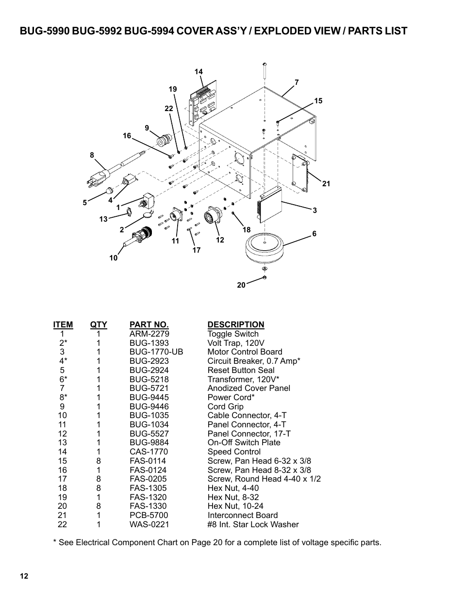 Bug-5990 cover ass’y | BUG-O Systems BUG-6550 User Manual | Page 12 / 32