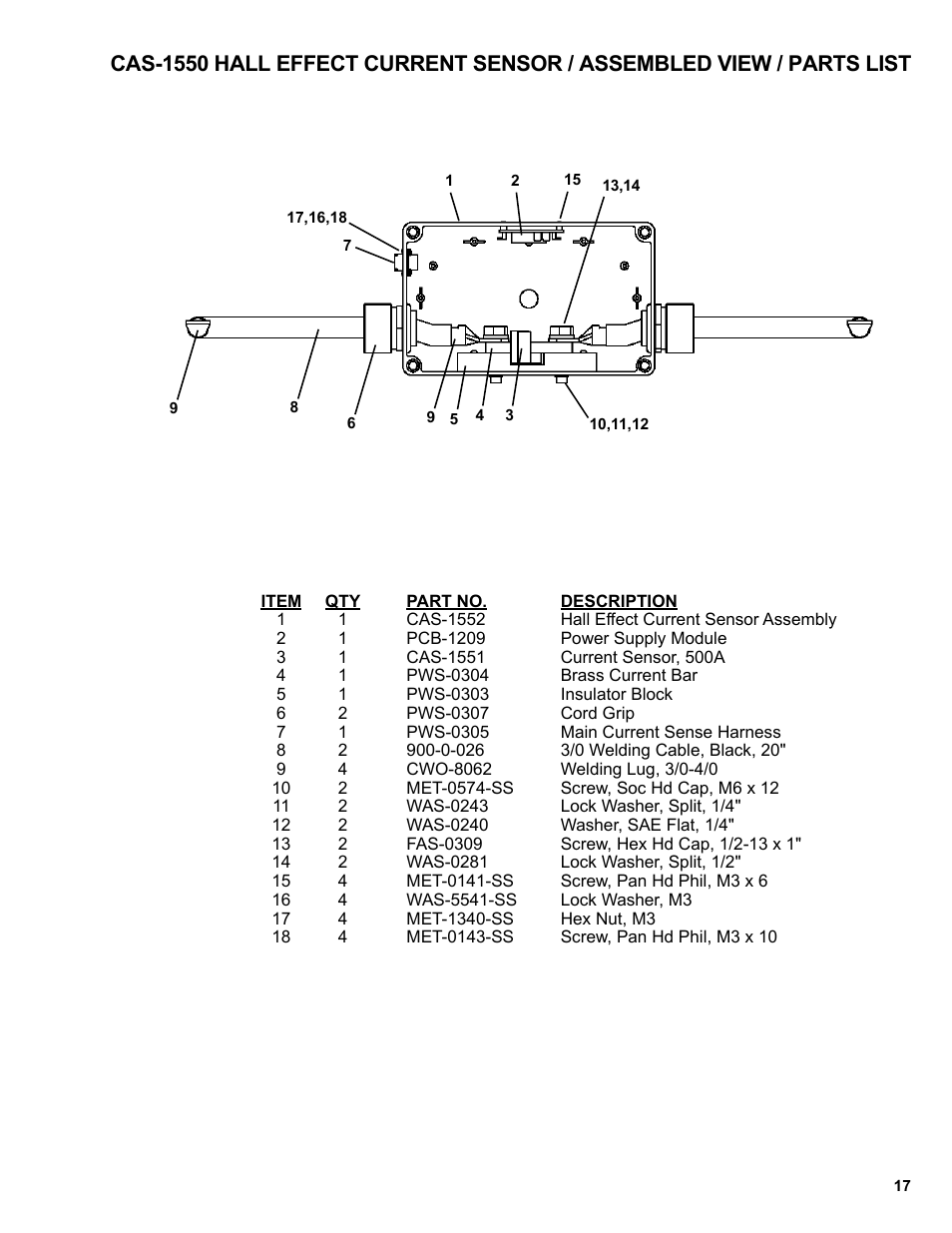 Cas-1550 hall effects current sensor | BUG-O Systems BUG-6550 User Manual | Page 17 / 32