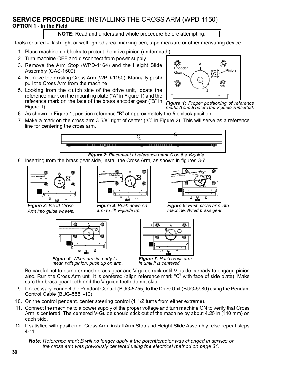 Service procedure: installing the cross arm | BUG-O Systems BUG-6550 User Manual | Page 30 / 32
