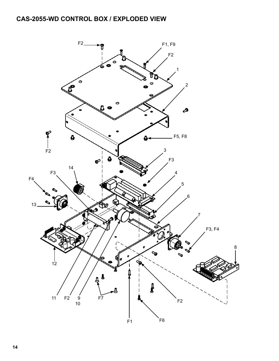 Cas-2055-wd control box / exploded view | BUG-O Systems CAS-2050 User Manual | Page 14 / 20