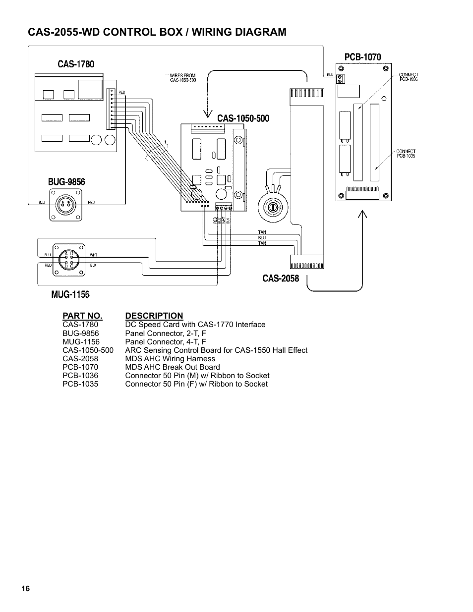 Cas-2055-wd control box / wiring diagram | BUG-O Systems CAS-2050 User Manual | Page 16 / 20
