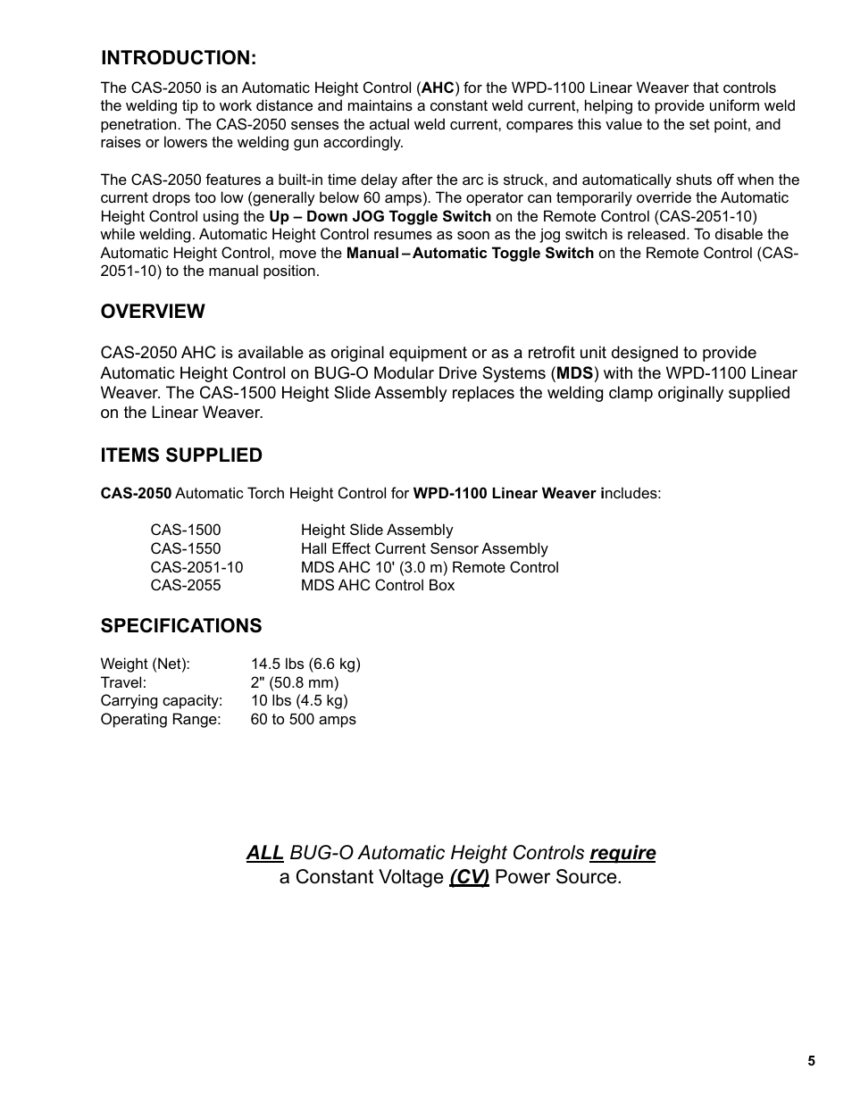 BUG-O Systems CAS-2050 User Manual | Page 5 / 20