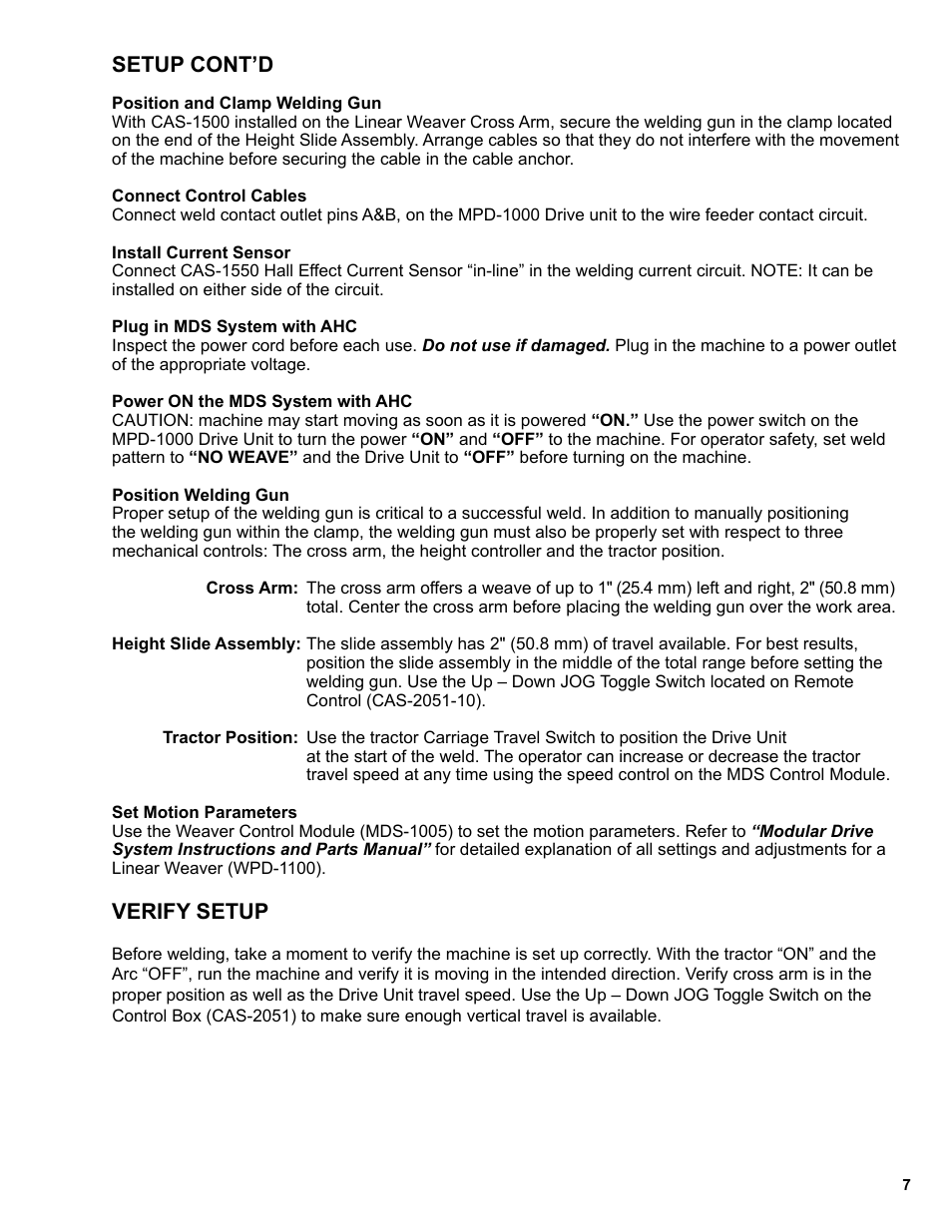 Setup cont’d, Verify setup | BUG-O Systems CAS-2050 User Manual | Page 7 / 20
