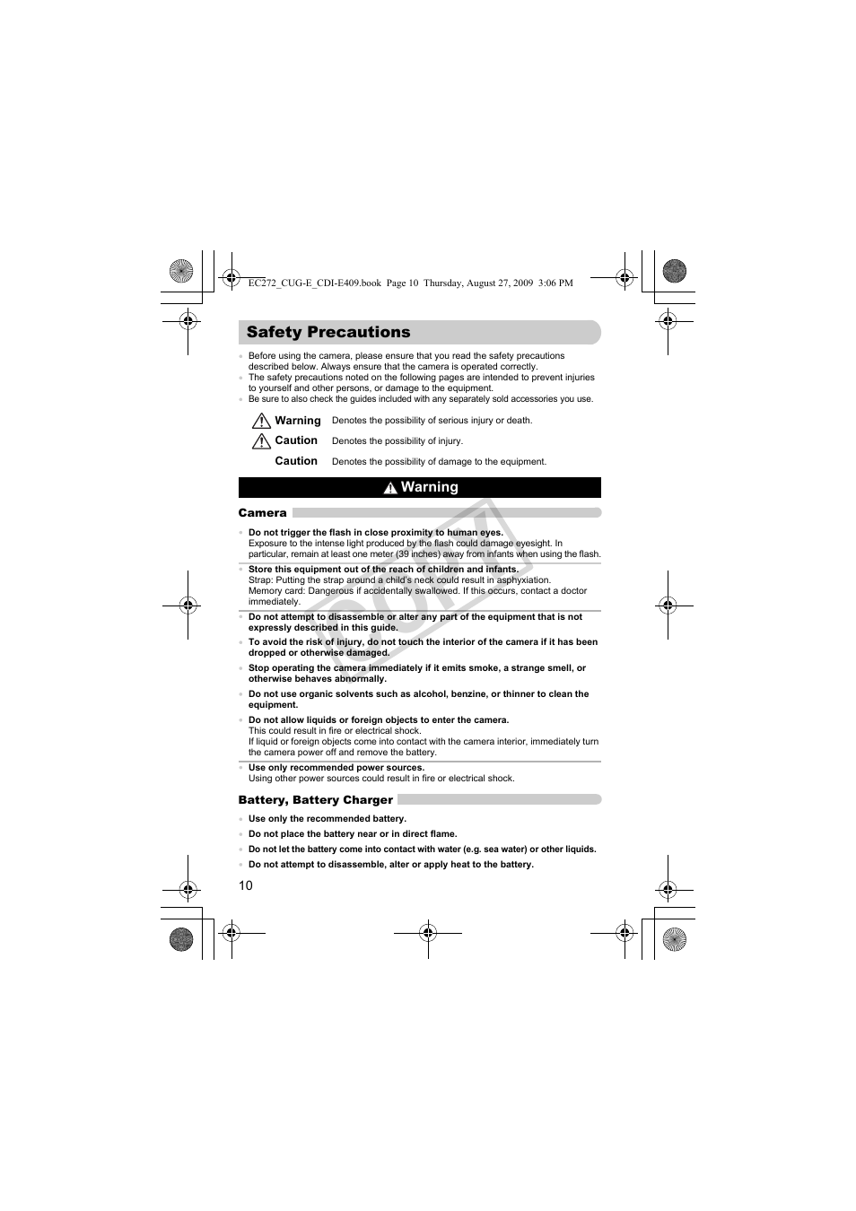 Safety precautions, Co py | Canon Battery Charger CB-2LY CDI-E409-020 User Manual | Page 10 / 179
