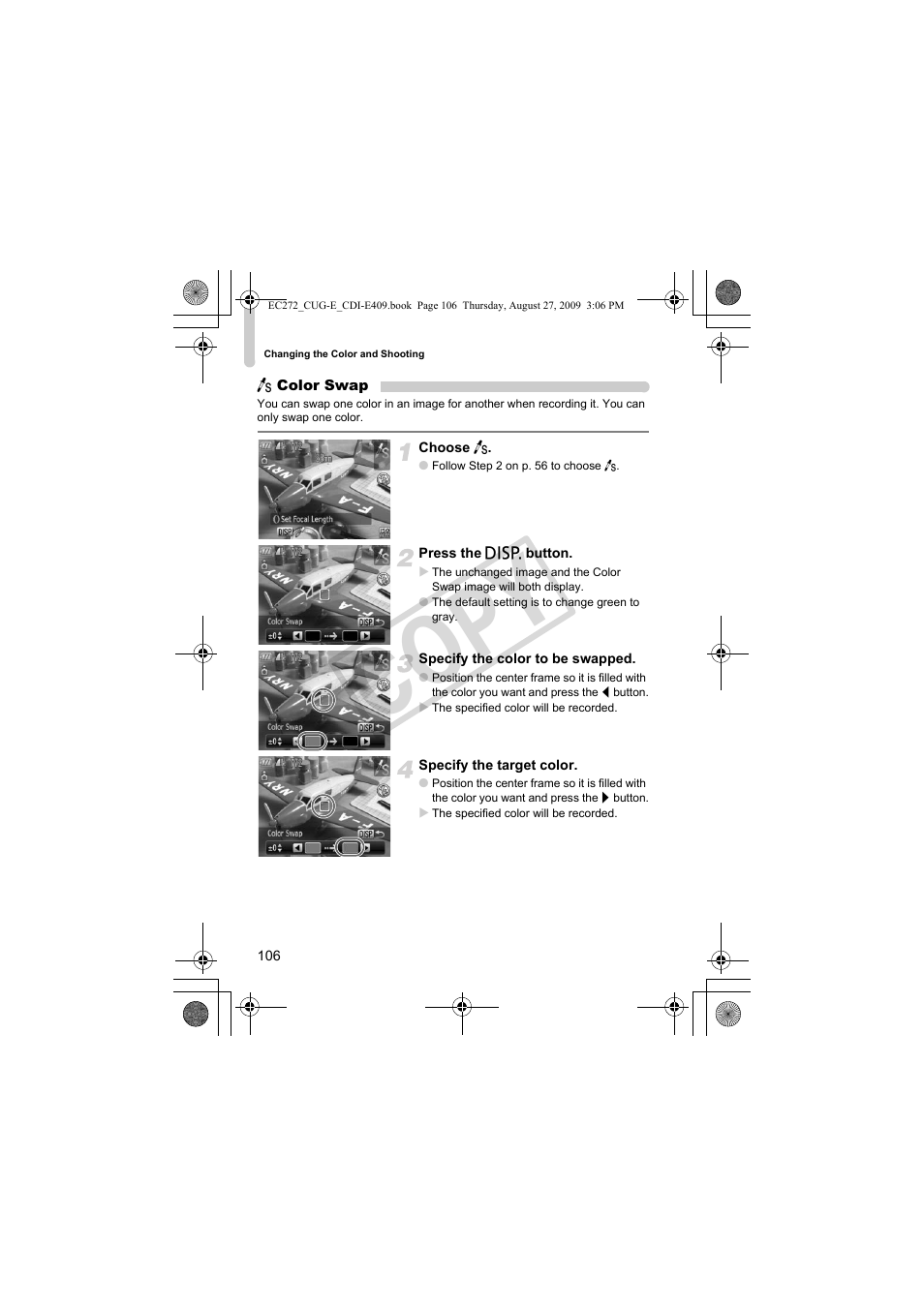 R swap (p. 106), Co py | Canon Battery Charger CB-2LY CDI-E409-020 User Manual | Page 106 / 179