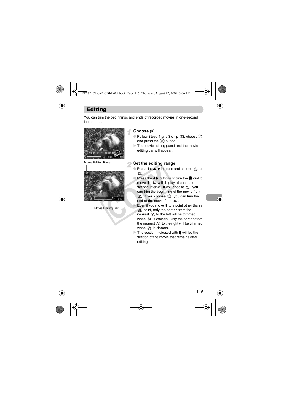 Editing, Edit (p. 115), Co py | Canon Battery Charger CB-2LY CDI-E409-020 User Manual | Page 115 / 179