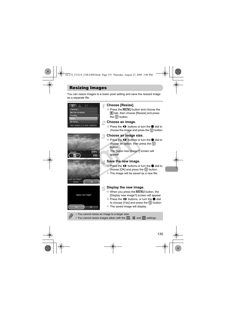 Resizing images, Pp. 135 – 13, P. 135) | Co py | Canon Battery Charger CB-2LY CDI-E409-020 User Manual | Page 135 / 179