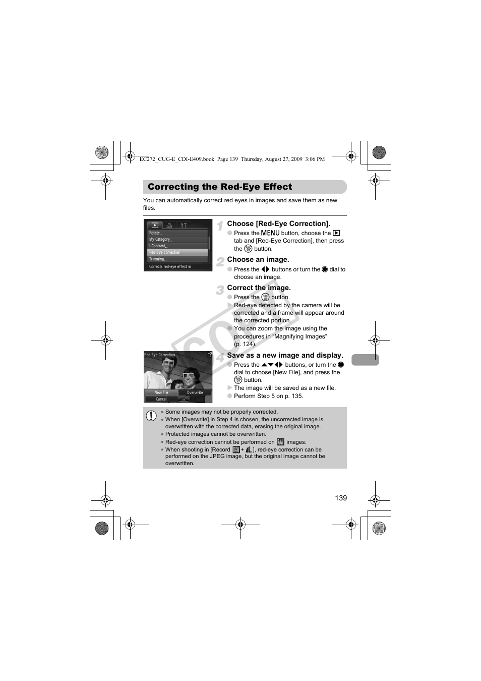 Correcting the red-eye effect, C o py | Canon Battery Charger CB-2LY CDI-E409-020 User Manual | Page 139 / 179