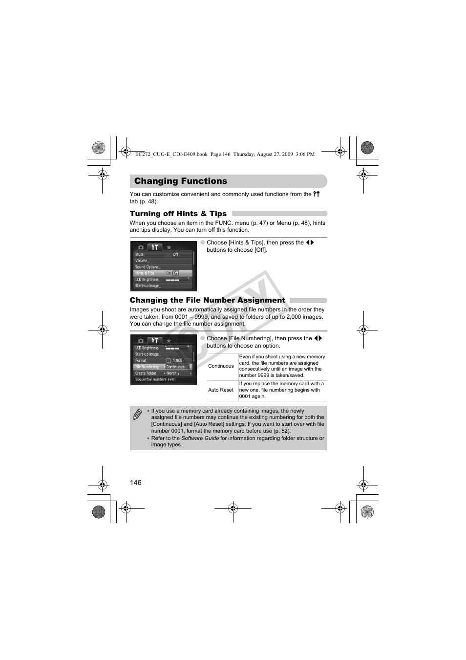 Changing functions, Number (p. 146), Co py | Canon Battery Charger CB-2LY CDI-E409-020 User Manual | Page 146 / 179