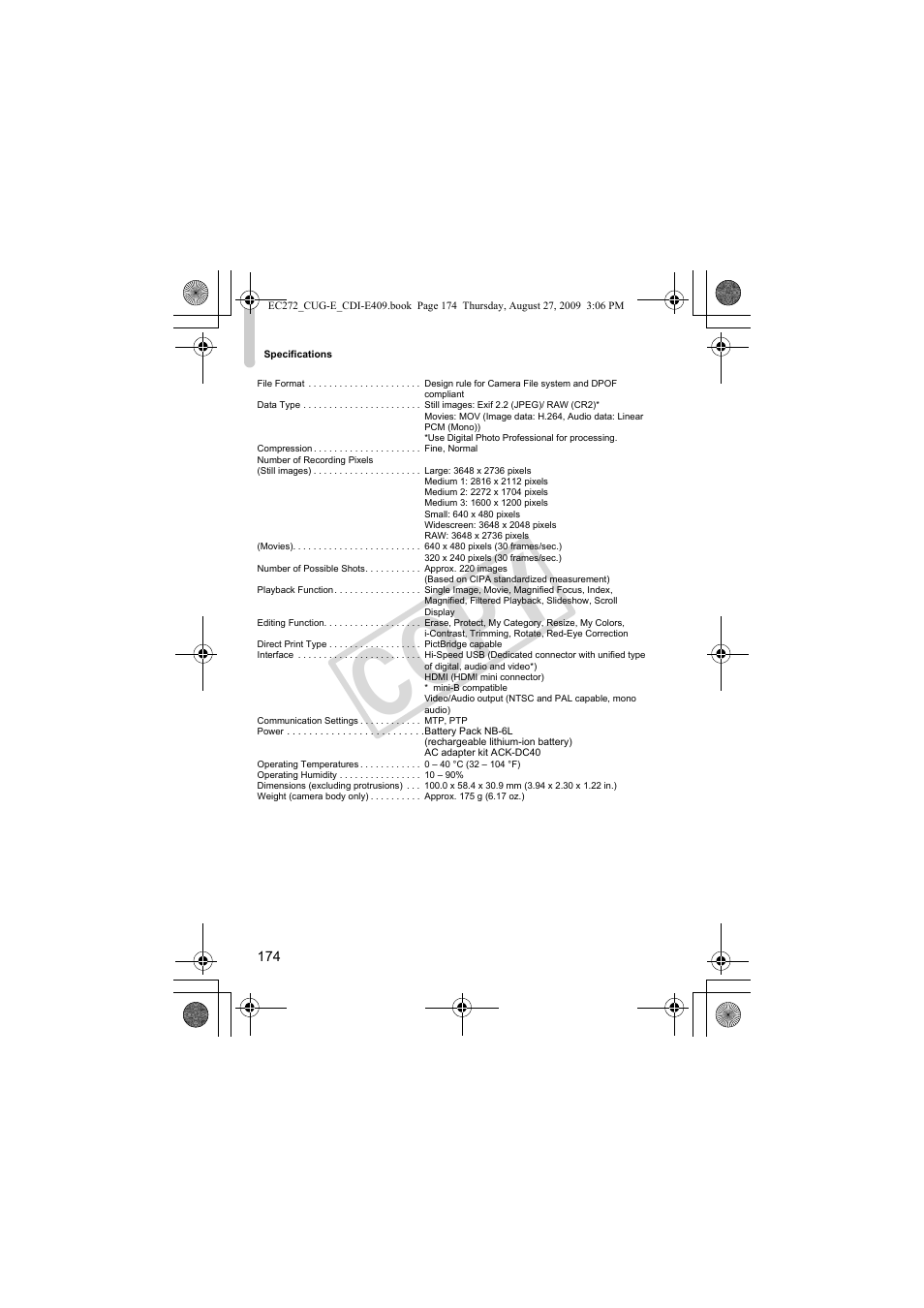 Co py | Canon Battery Charger CB-2LY CDI-E409-020 User Manual | Page 174 / 179