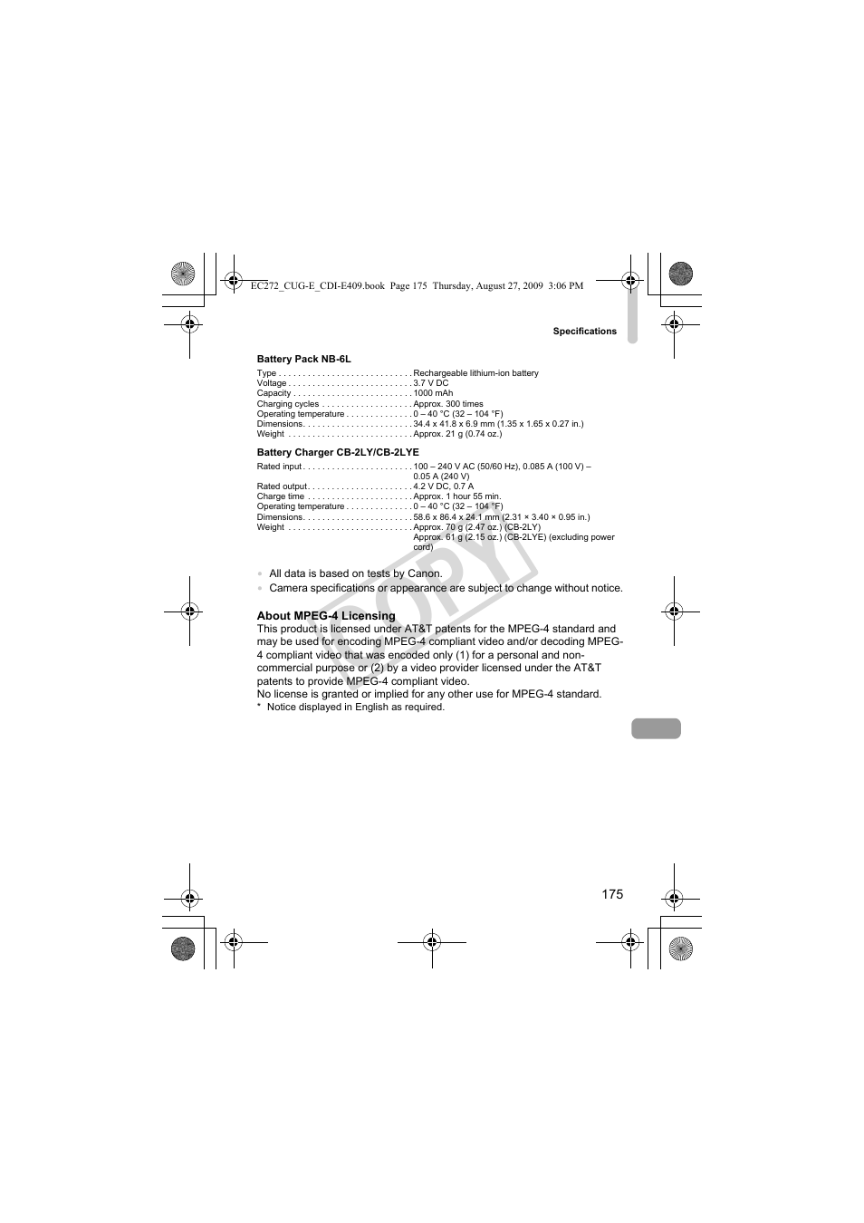Co py | Canon Battery Charger CB-2LY CDI-E409-020 User Manual | Page 175 / 179
