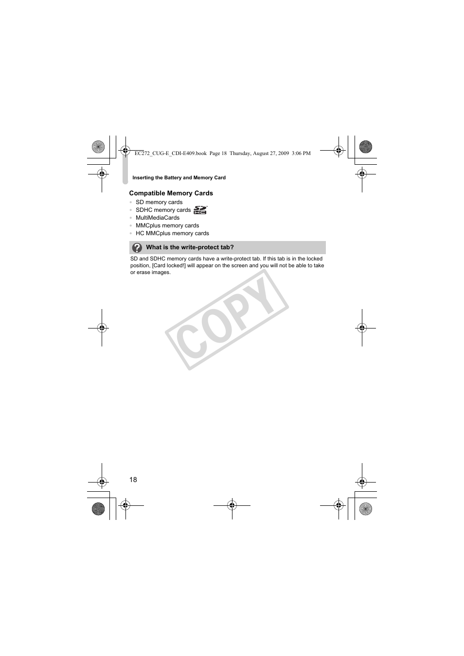 Co py | Canon Battery Charger CB-2LY CDI-E409-020 User Manual | Page 18 / 179