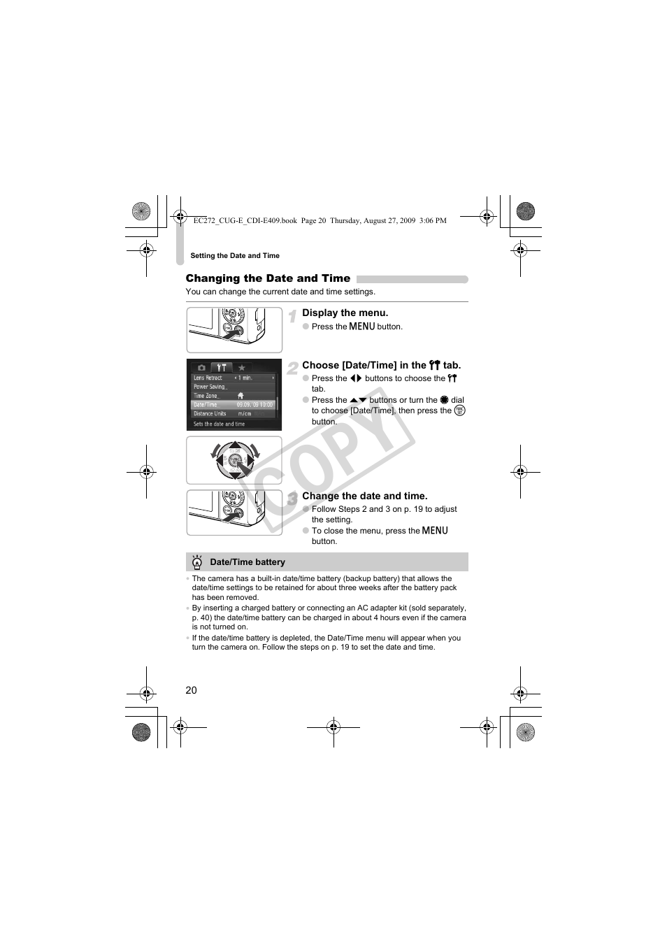 Co py | Canon Battery Charger CB-2LY CDI-E409-020 User Manual | Page 20 / 179
