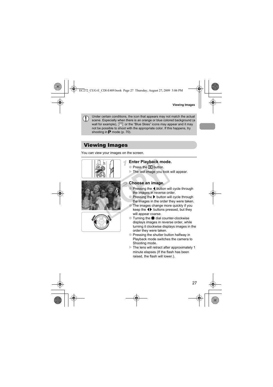 Viewing images, Co py | Canon Battery Charger CB-2LY CDI-E409-020 User Manual | Page 27 / 179