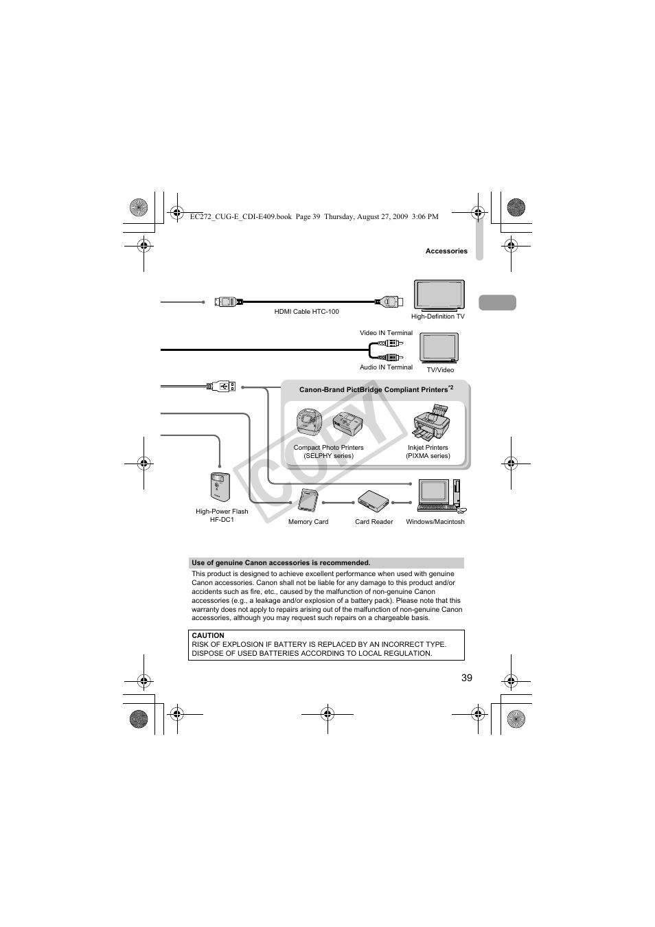 Co py | Canon Battery Charger CB-2LY CDI-E409-020 User Manual | Page 39 / 179