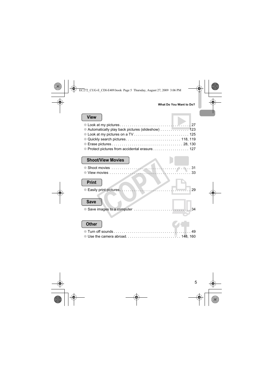 Co py | Canon Battery Charger CB-2LY CDI-E409-020 User Manual | Page 5 / 179